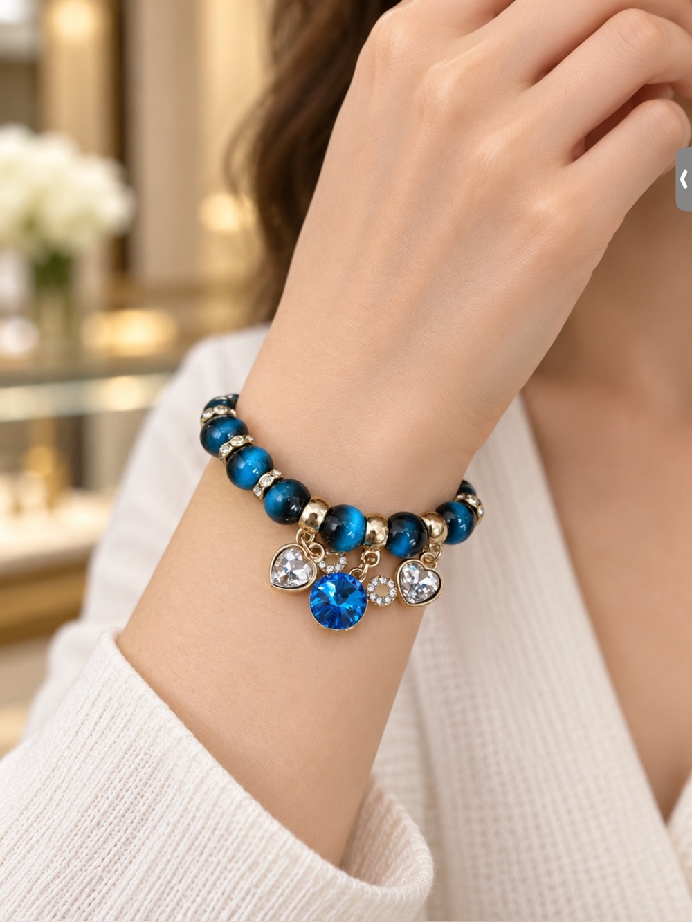 Mickey Mouse Blue Crystal Charm Bracelet